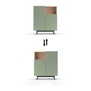 Aparador 1 hueco Printed roble y verde 110x90x34 cm