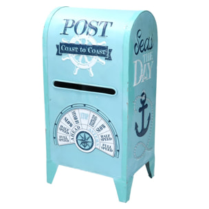 Cassetta posta in metallo mare azzurro cm18x13,5h35,5