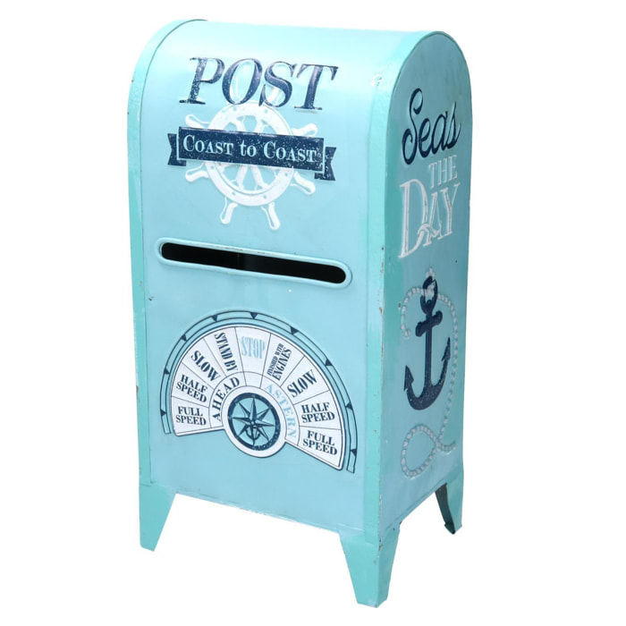 Cassetta posta in metallo mare azzurro cm18x13,5h35,5