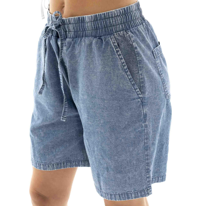 Shorts vaqueros de cambray Leone Fancy Stripes para mujer