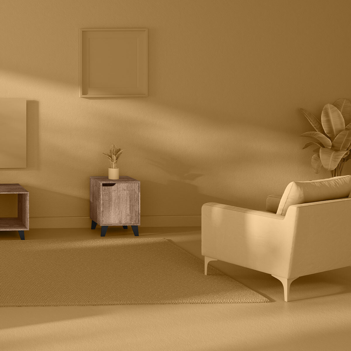 Chevet effet chêne naturel "Ceda" noir