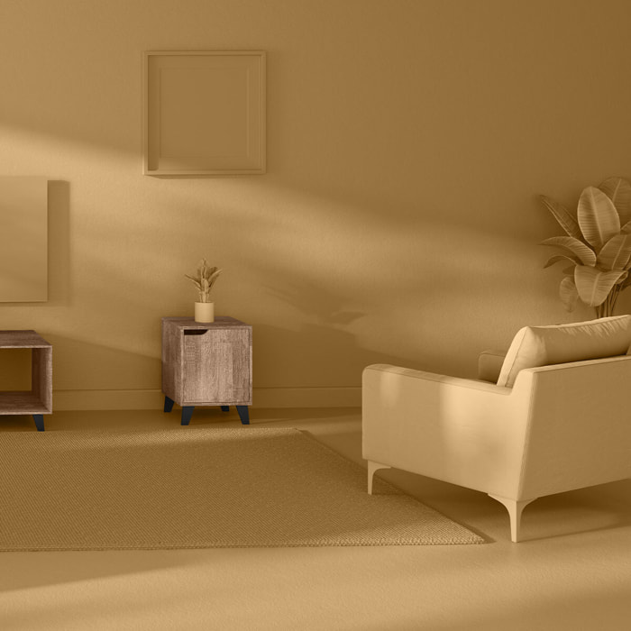 Chevet effet chêne naturel "Ceda" noir