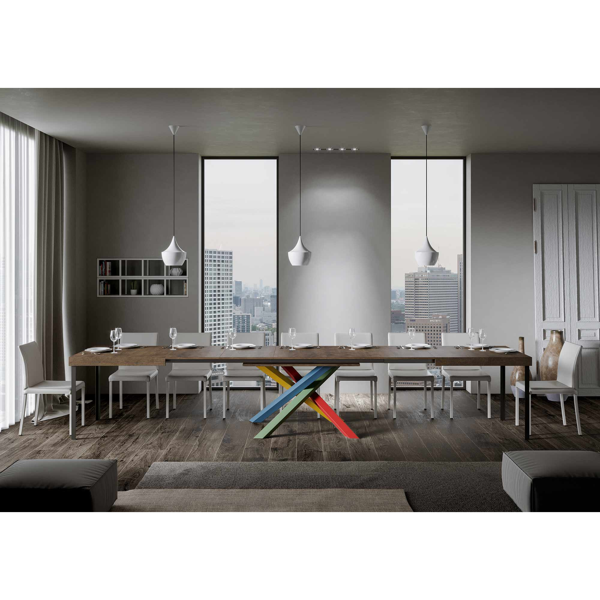 Table extensible 90x130/390 cm Volantis Noyer cadre 4/B