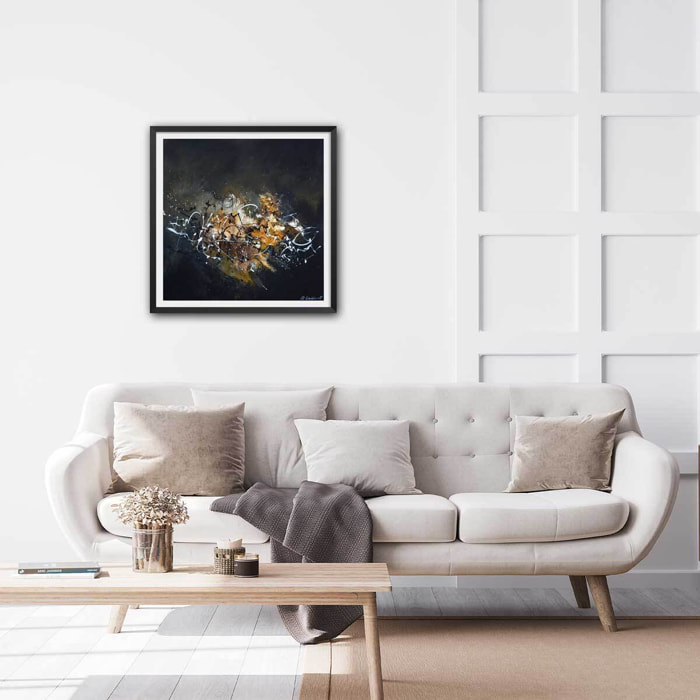 Affiche  signature dorée Affiche + cadre en bois - Noir