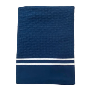 Fouta doublée éponge Waffle Navy 90x170 355g/m²