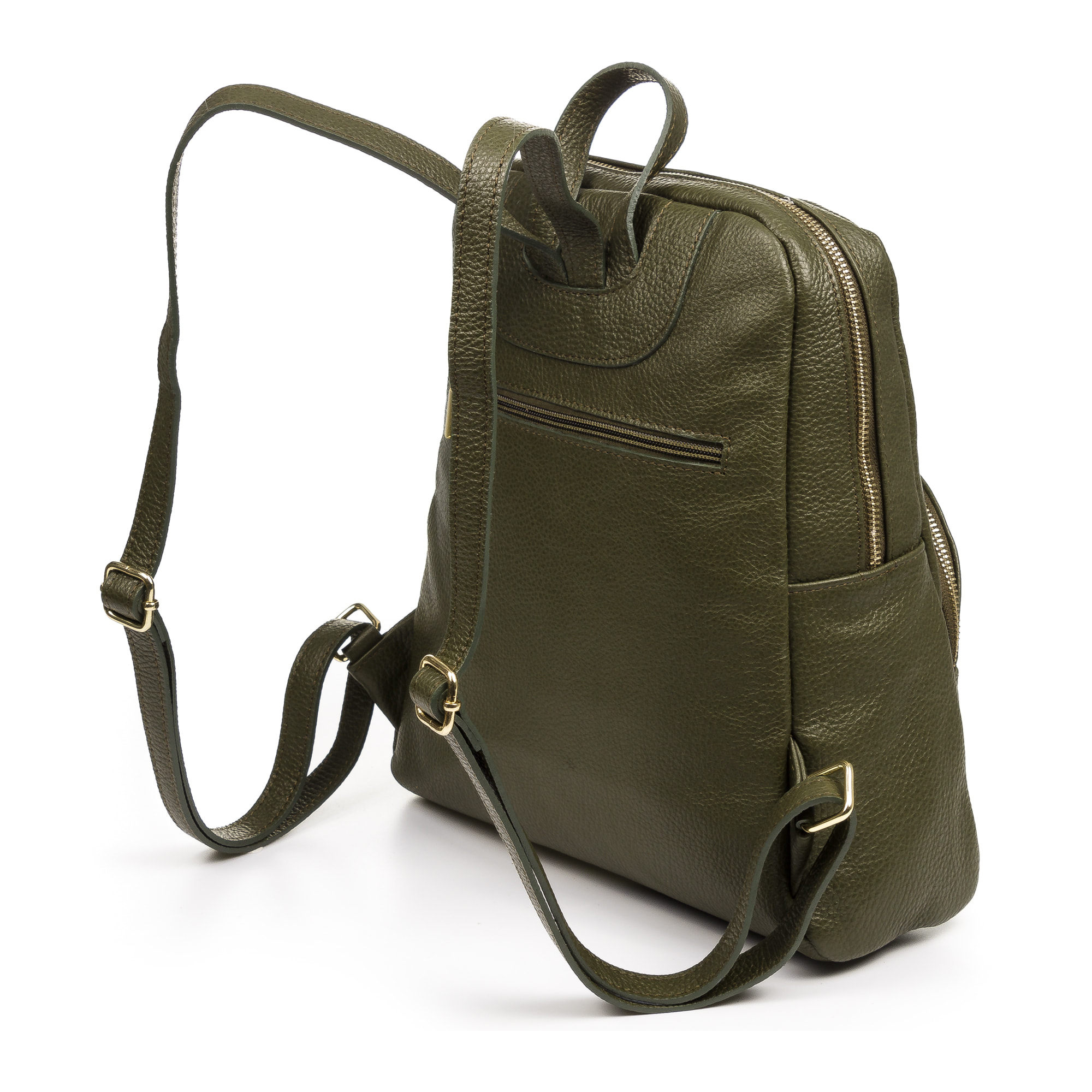 FIRENZE ARTEGIANI Monastier Borsa zaino da donna. Vera pelle Dollaro Made in Italy 28x8x32 Cm. Colore: verde scuro