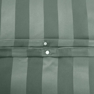 Parure de lit polyester effet satin fines rayures 2 places vert 240x220cm - Andréa