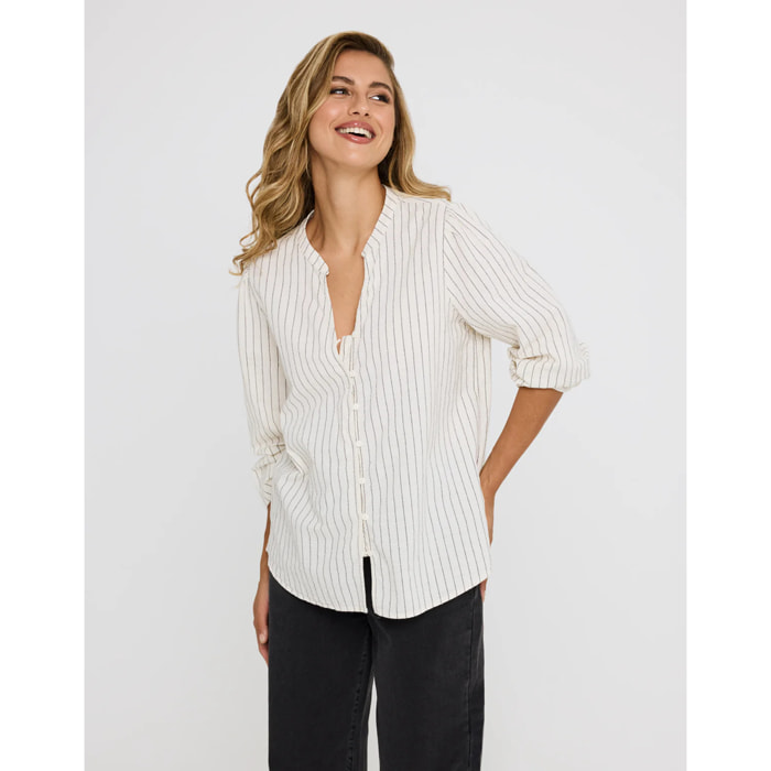 Camisa Manga Larga Rayas Off White - Tylus