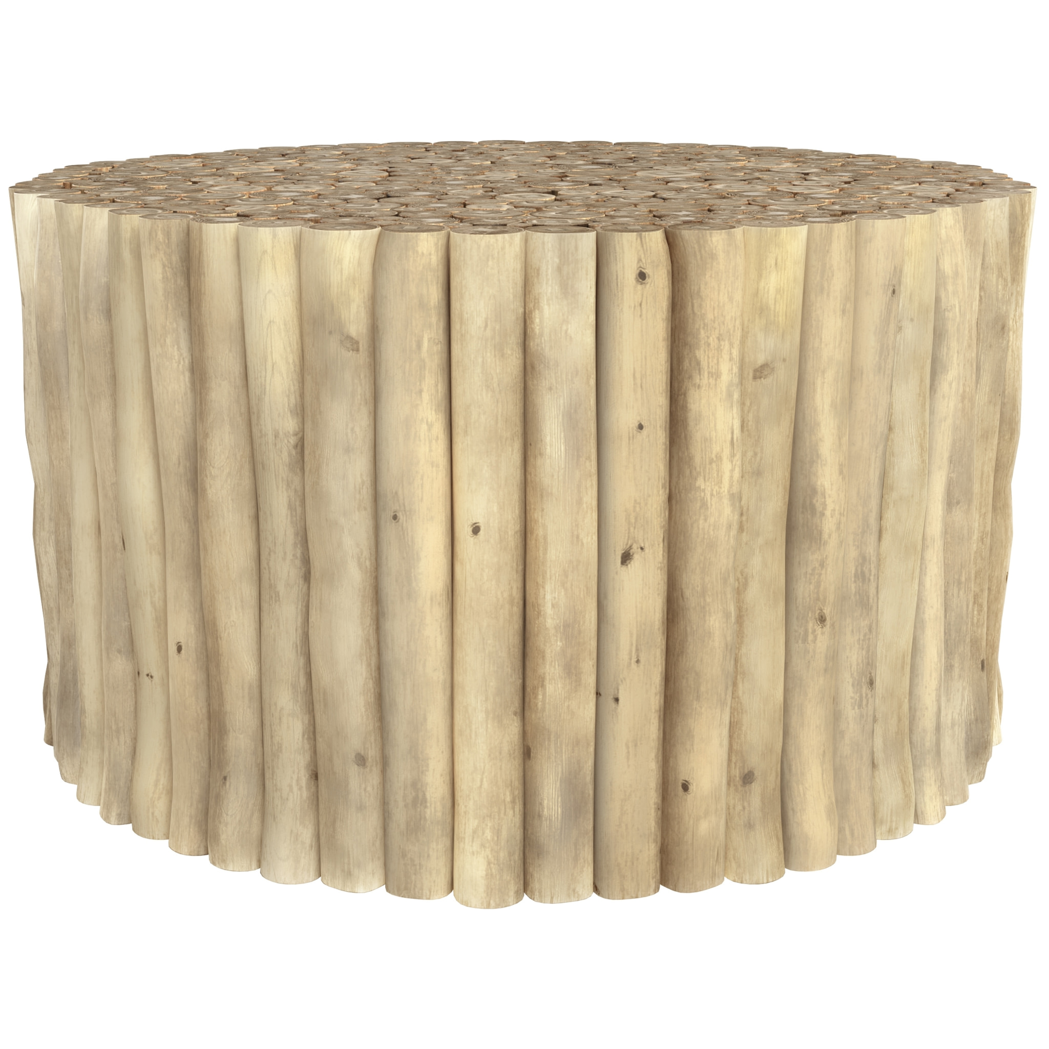 Table basse de jardin ronde en rondins de teck D70 cm - Imani