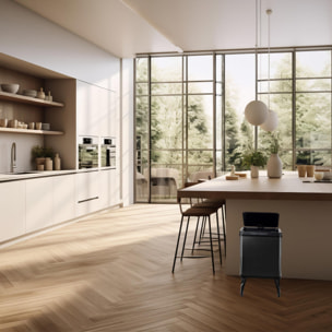 Well home - cubo de basura inteligente con apertura automática y contacto manual 30l, 35,5x26x60cm color negro.