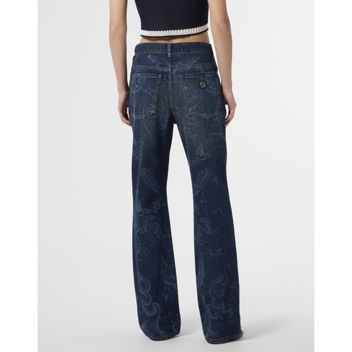 PHILIPP PLEIN Straight Cut Jeans Butterfly Tattoo