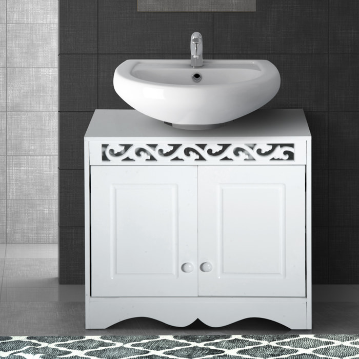 Mueble Bajo Lavabo de Baño Armario de Almacenamiento 60x30x56cm Blanco Madera