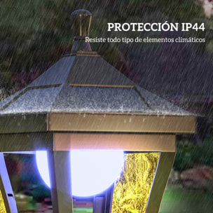 Farola Solar Luz Solar de Exterior con Panel Solar Encendido y Apagado Automático IP44 para Terraza Patio 15x15x127 cm Negro