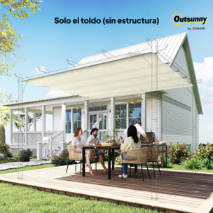 Techo de Pérgola 3x2,5 m, Techo de Repuesto Retráctil para Marco de Pérgola de 3x2 m, UV30+, Toldo de Tela Solo para Cenador Jardín con 8 Orificios de Drenaje, Crema