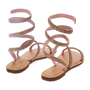 Sandalias bajas nude de microfibra con piedras