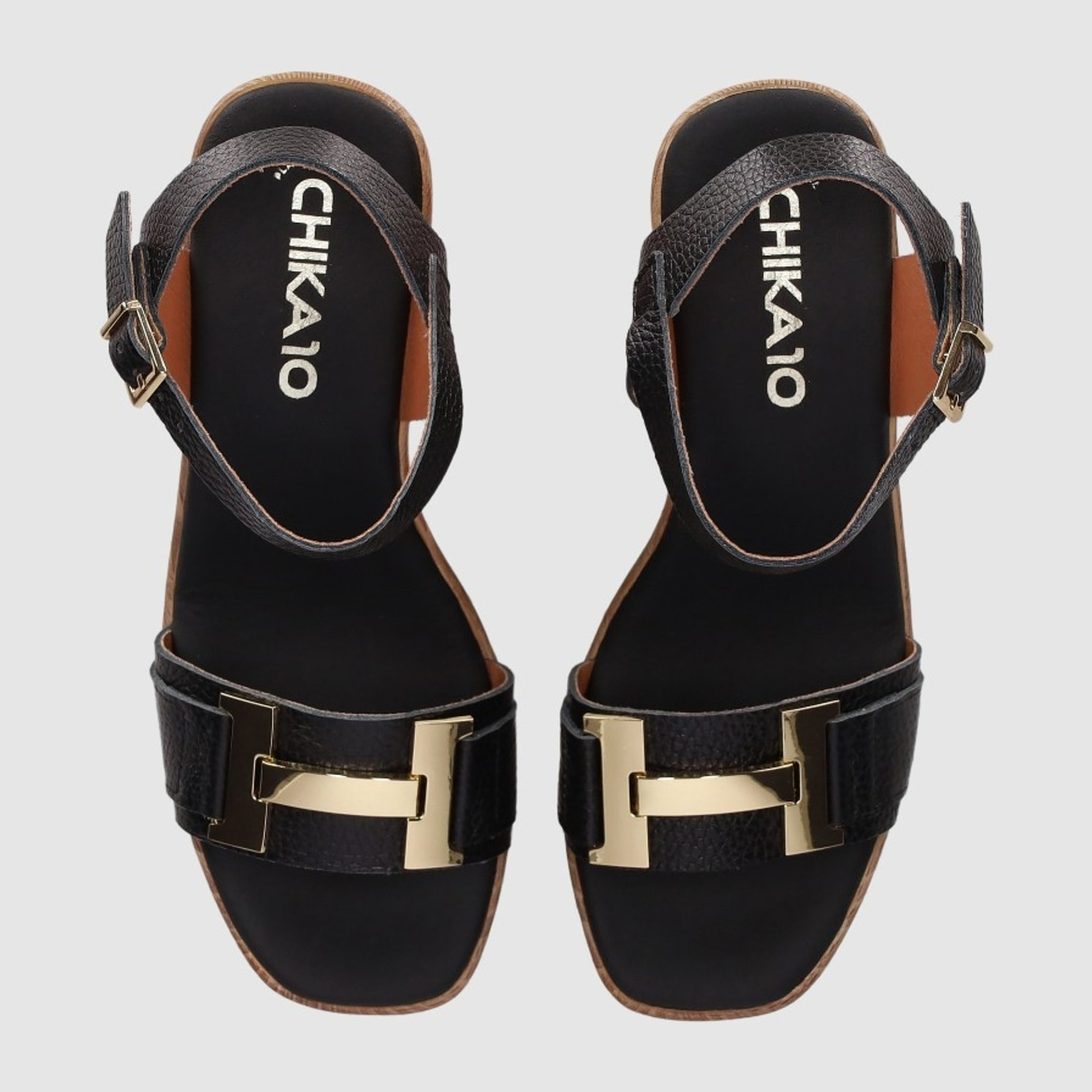 Sandalias de Piel - Negro - Tacón: 6 cm