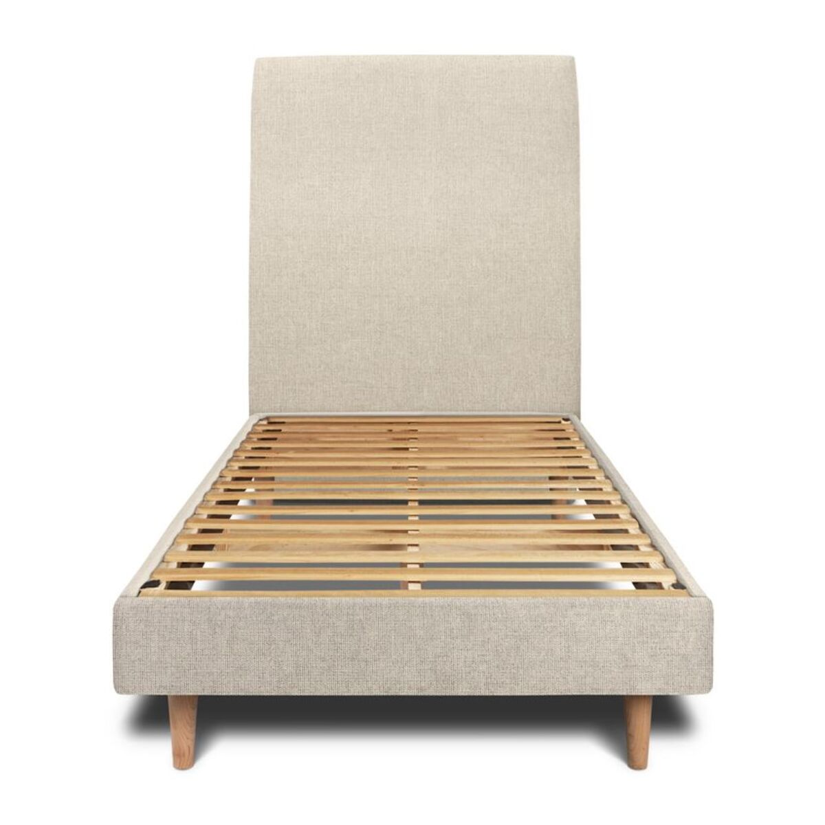 Lit avec tête de lit tapissée tissu et sommier kit Ep14