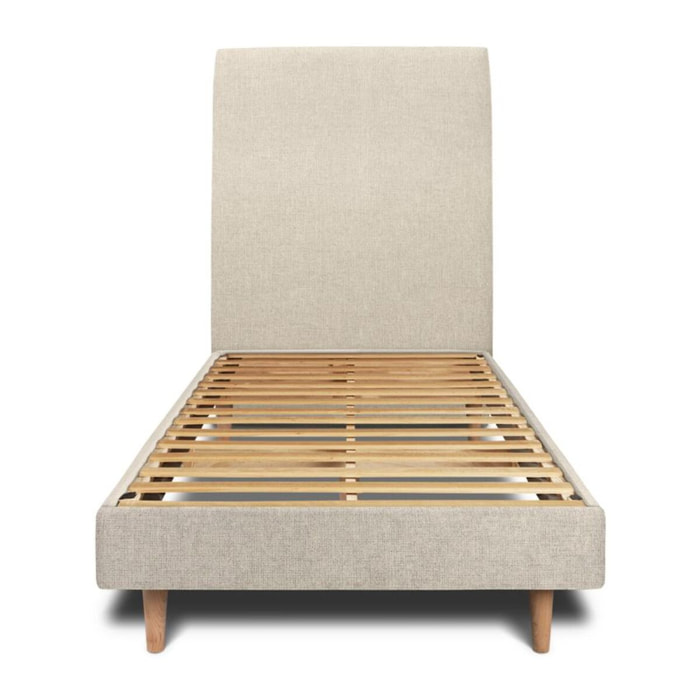 Lit avec tête de lit tapissée tissu et sommier kit Ep14