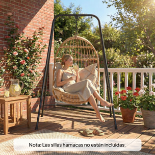 Soporte para Silla Colgante y Hamaca, 183 cm, Soporte para Columpio con Estructura de Acero, Almohadillas Antideslizantes y 2 Mosquetones, para Interior y Exterior, Carga 150 kg, Negro
