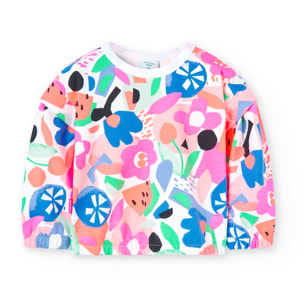 Sudadera de felpa niña estampada, flores, rosa