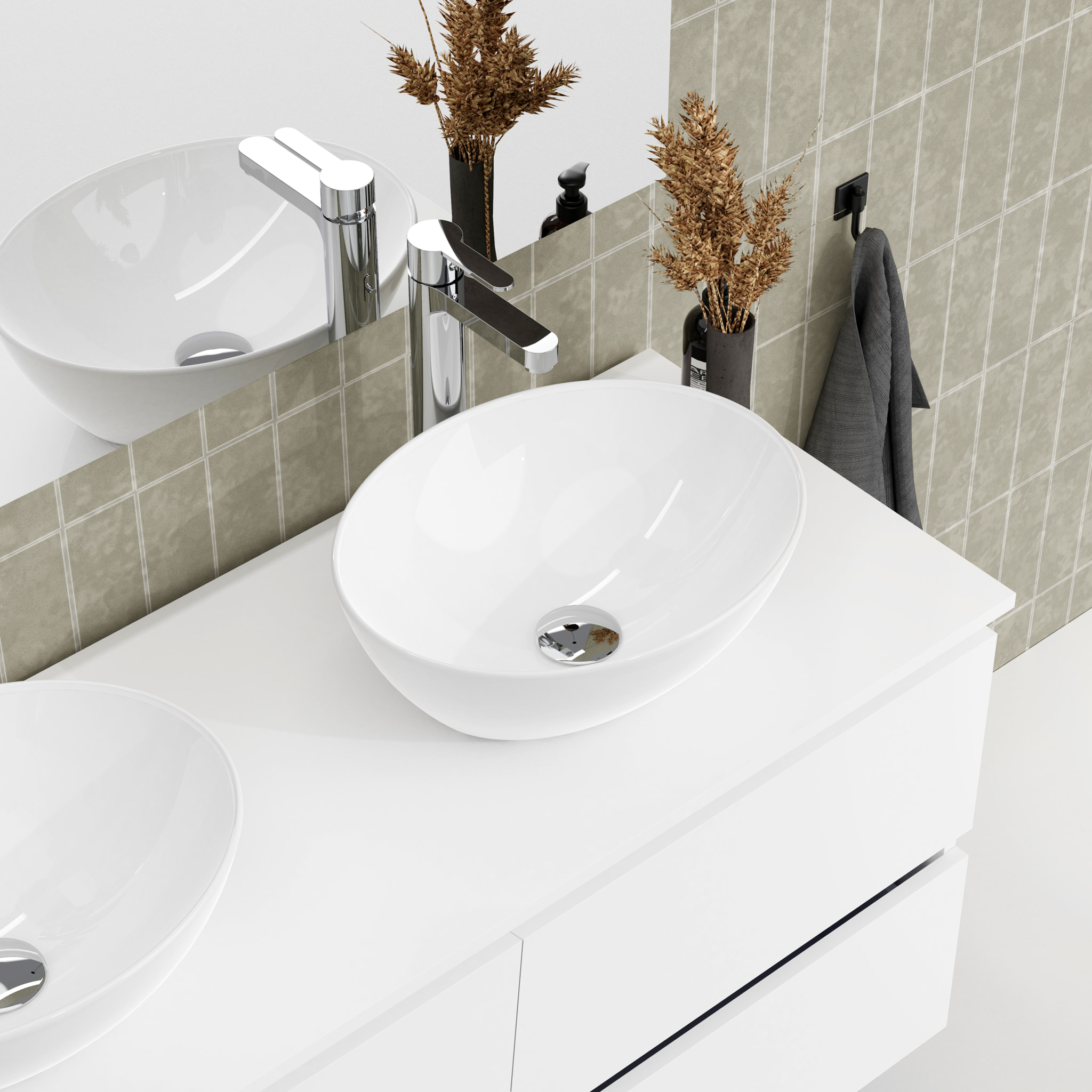 Ensemble de salle de bains LILY SE, Alday, 140 cm, Blanc Mat.