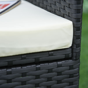 Conjunto de Muebles de Exterior de Ratá¡n 1 Mesa 2 Sillas Estructura Metal Negro