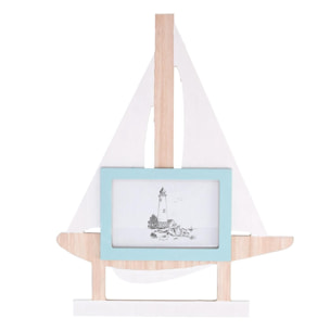 Portafoto da tavolo mare in legno a forma di barca cm31x2h39,5
