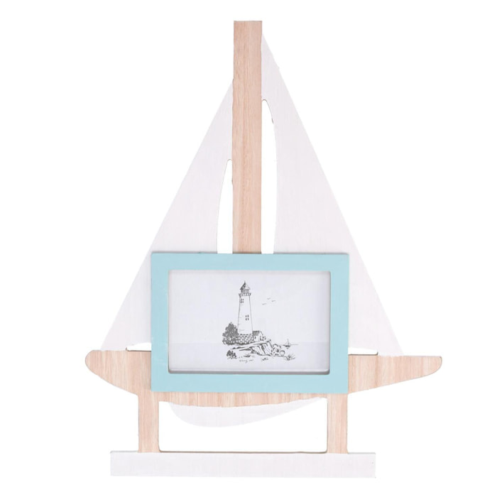 Portafoto da tavolo mare in legno a forma di barca cm31x2h39,5