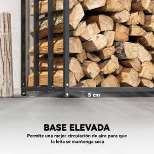 Estante de Leña Metálico, 140x70x154 cm, Leñero Exterior con Cubierta Impermeable 600D Oxford, Marco de Acero, Soporte para Leña de Chimenea, Carga 300 kg, para Jardín, Terraza