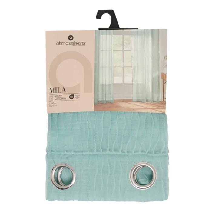 Voilage Mila rayures texturées140x240cm vert céladon