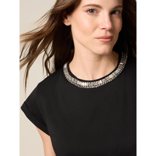 Oltre - Camiseta con aplicación de joya - Negro