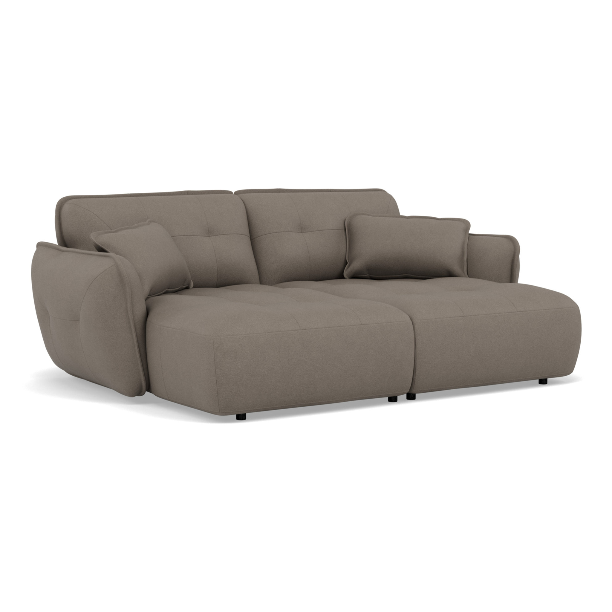 Thais - canapé droit 4 places avec double méridienne assise profonde en tissu texturé - Gris clair