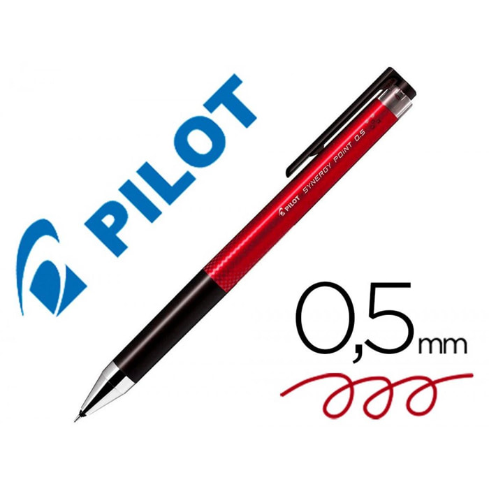 Boligrafo pilot synergy point retractil sujecion de caucho tinta gel 0,5 mm rojo (Pack de 12 uds.)