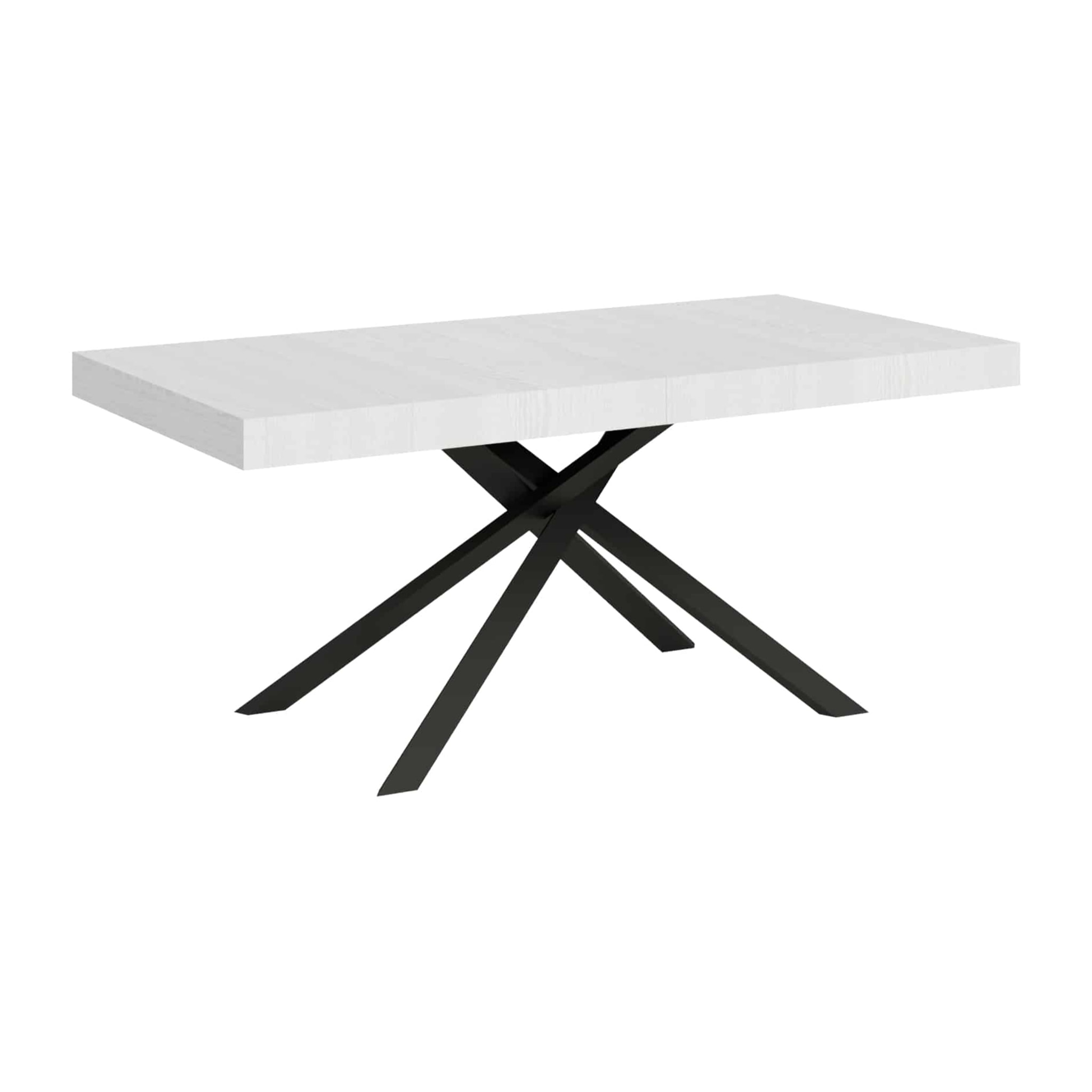 Mesa extensible 80x160/244 cm Karida fresno blanco patas antracita