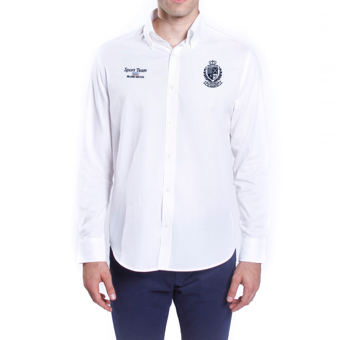 Camicia oxford con ricamo alloro e numero davanti