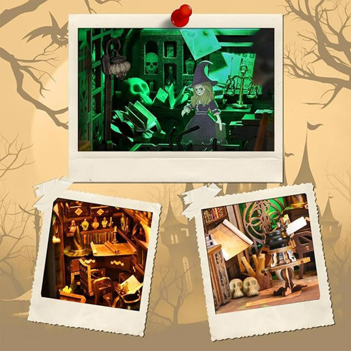 La casa della Maestra. Book Nook in legno, design 3D realistico con grande dettaglio, copertura e luci led. 391 pezzi.