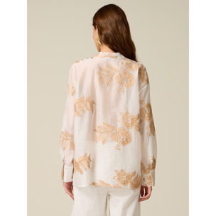 Oltre - Camisa mezcla lyocell con bordados - Blanco