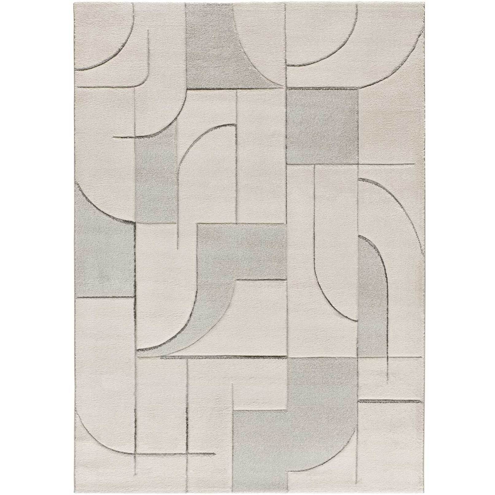 LENA Alfombra geométrica con lí­neas en tonos crema, varias medidas disponibles