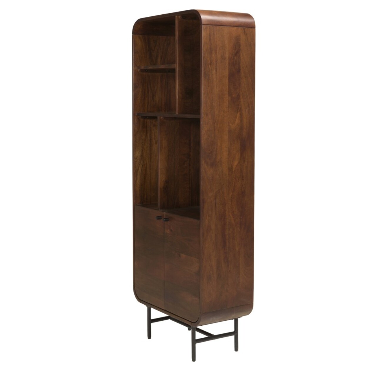ALIX - Bibliothèque design bois foncé et métal noir 2 portes ALIX