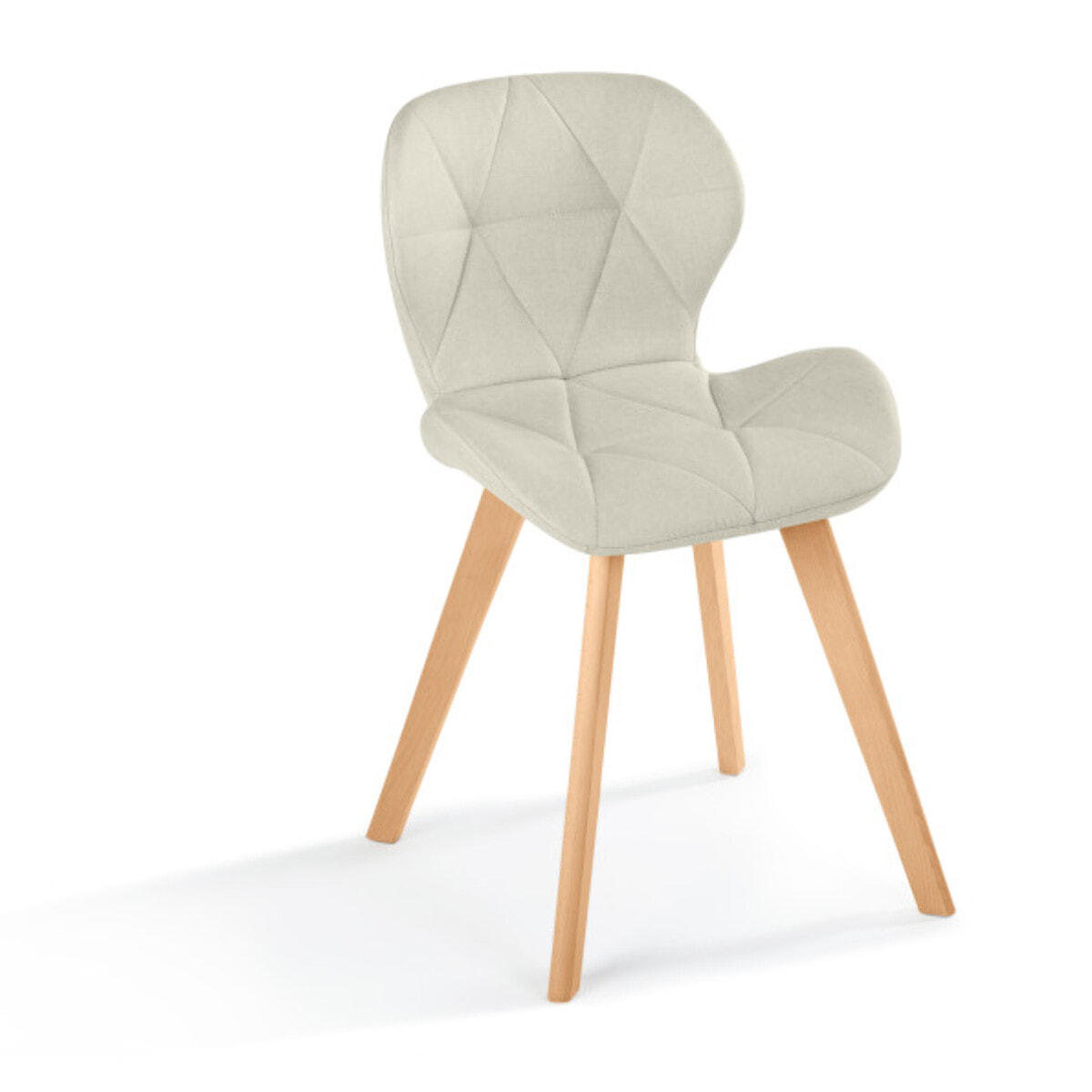 Chaises Gatsby en tissu et pieds bois - Beige