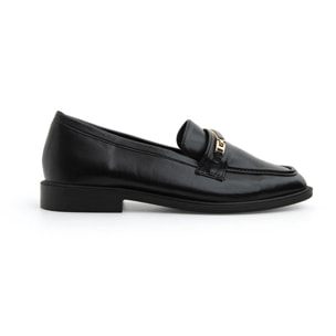 Mocassino slim con morsetto bicolore - NERO