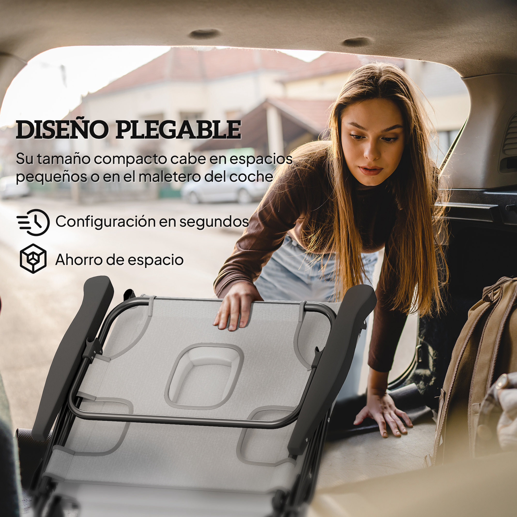 Tumbona Plegable, Tumbona Jardín Exterior con Respaldo Ajustable en 4 Posiciones, Orificio de Lectura, Reposacabezas y Brazos, Carga 120 kg, para Terraza, Piscina, 145x72x89 cm, Gris Oscuro