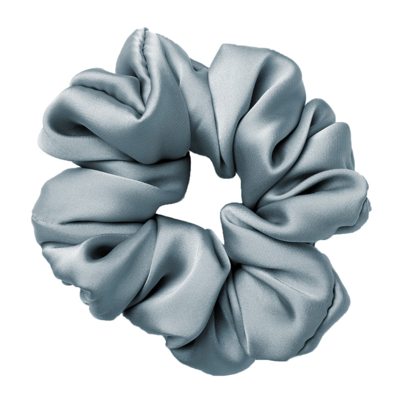 Scrunchies Elastico Capelli 100% Seta Tinta Unita Azzurro