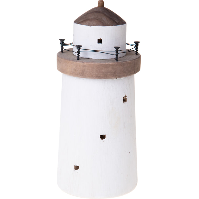 Faro Legno 11Xh.24 - Pezzi 1 - 11X24,5X11cm - Colore: Bianco - Bianchi Dino - Decori Casa E Complementi