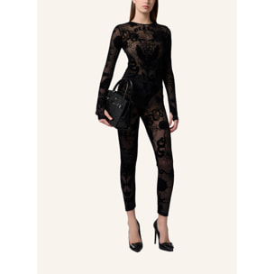 PHILIPP PLEIN Tulle Leggings Flock Butterfly Tattoo