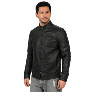 Giubbino in vera pelle di vitello Nero