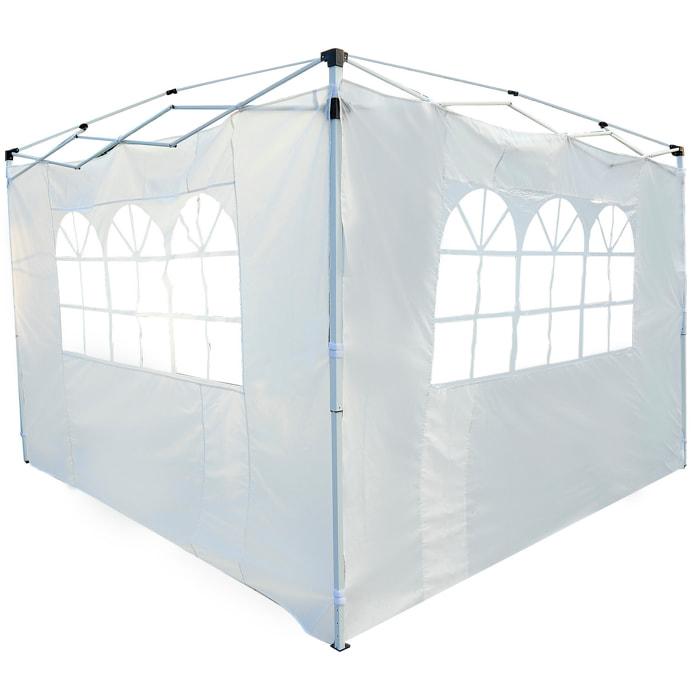 Parois latérales de rechange barnum tonnelle 3 x 3 ou 3 x 6 m 2 pièces 2 grandes fenêtres blanc