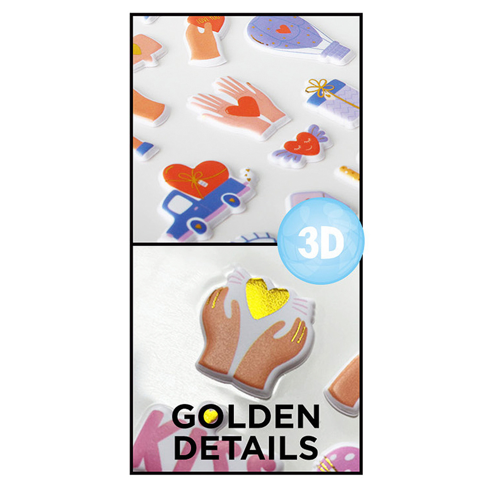 PACK 24 Uds. PEGATINAS STICKERS RELIEVE DISEÑO AMOR
