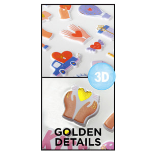 PACK 24 Uds. PEGATINAS STICKERS RELIEVE DISEÑO AMOR