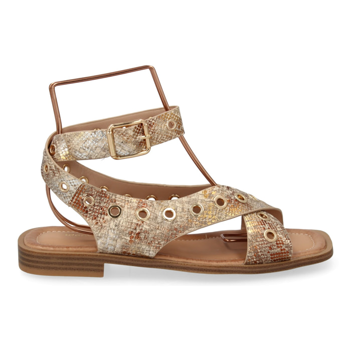Sandalias planas de mujer, comodas y elegantes, diseño moderno con ojales